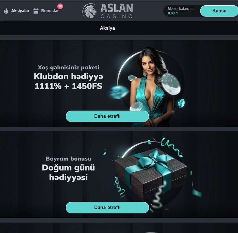 aksiyalar aslan casino az