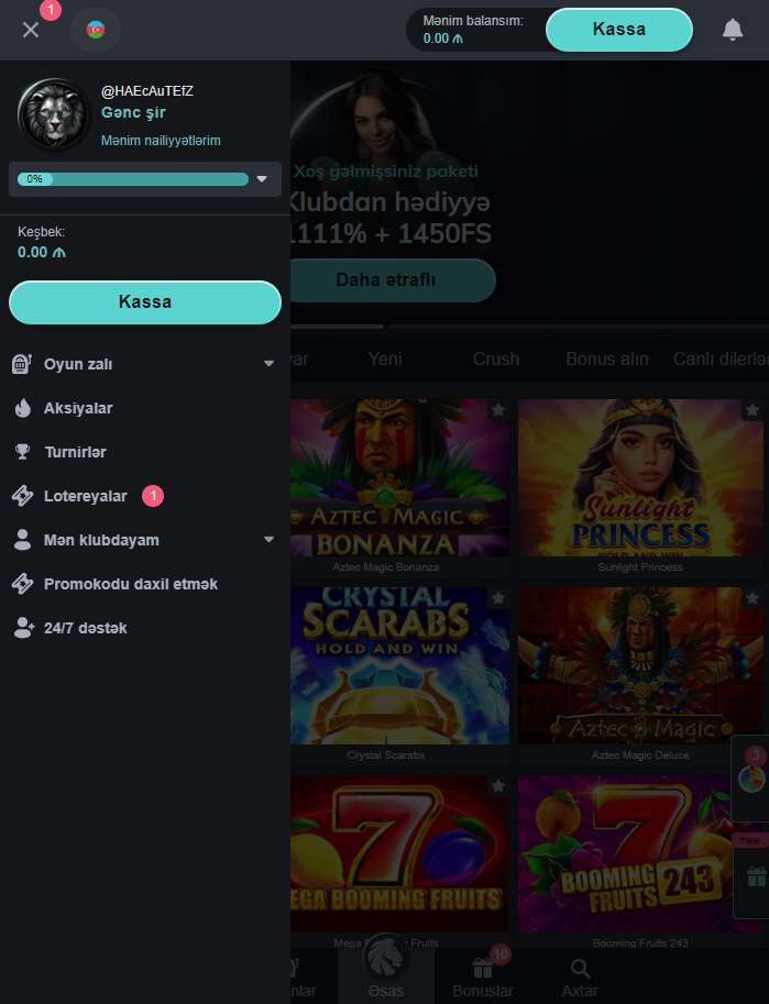 menu app aslan casino